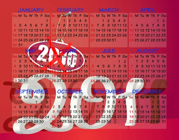 Calendar 2011 red — Stock Vector
