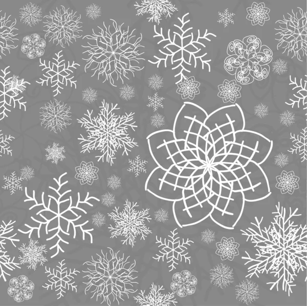 Modèle gris flocons de neige sans couture abstrait — Image vectorielle