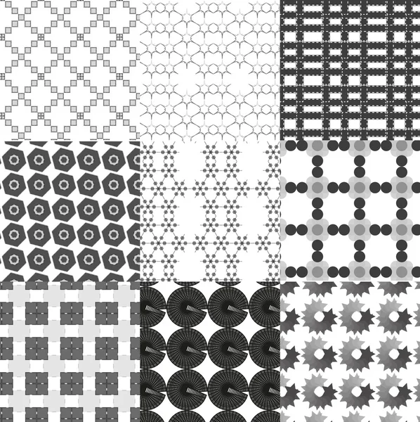 モノクロの幾何学的なパターンのセット — ストックベクタ