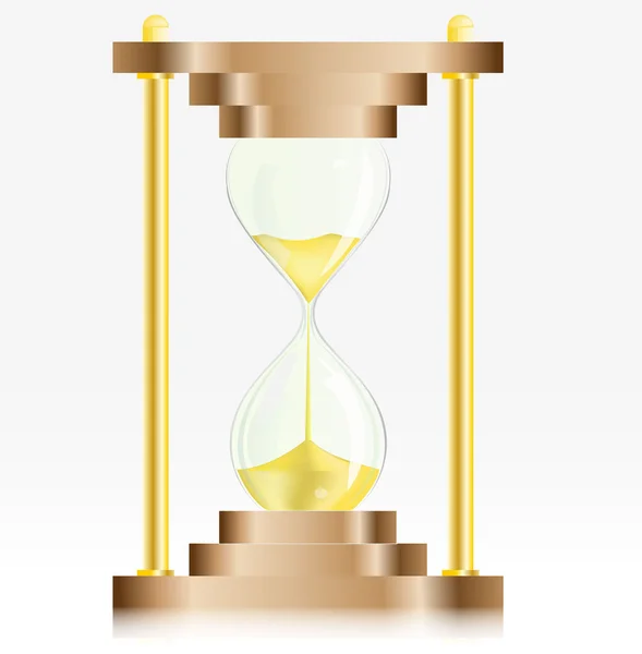 Gold Sand Glas Uhr Vektor Illustration Isoliert — Stockvektor