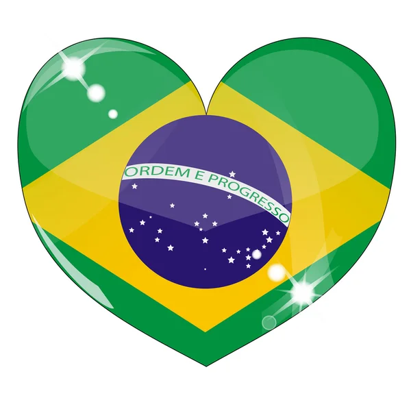 Vektor Herz Mit Brasilianischer Flagge Textur Isoliert Auf Weißem Hintergrund — Stockvektor