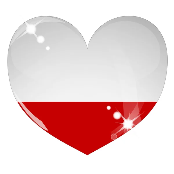 Vector heart with Poland flag texture — Stock Vector
