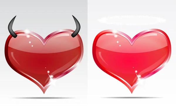 Two Hearts Characters Isolated White Background Vector Illustration — Stock Vector