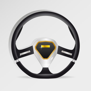 Sport Steering wheel - vector illustration. Gold and silver paste. clipart