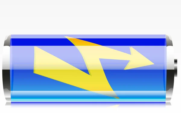 精美矢量电池 蓝色的颜色和标志电力 — 图库矢量图片