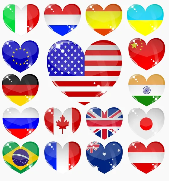 Από Τις Καρδιές Των Σημαίες Του Κόσμου — Διανυσματικό Αρχείο