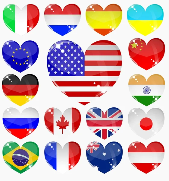 Från Hjärtan Världens Flaggor — Stock vektor