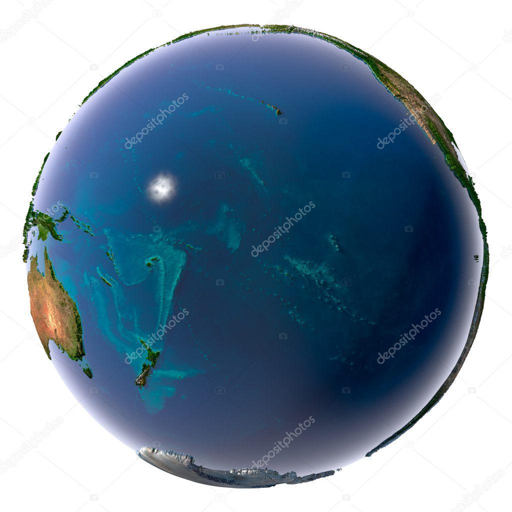 Realistic Planet Earth with natural water