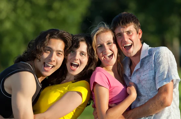 Eine Gruppe junger Leute, die Spaß im Park haben — Stockfoto