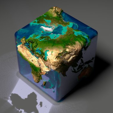 Cubic Earth with translucent ocean clipart