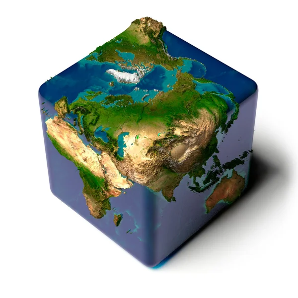 stock image Cubic Earth with translucent ocean