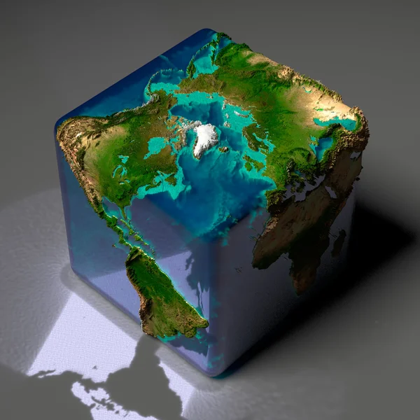半透明の海洋が付いている立方地球 — ストック写真