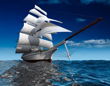 Sailing ship at sea clipart