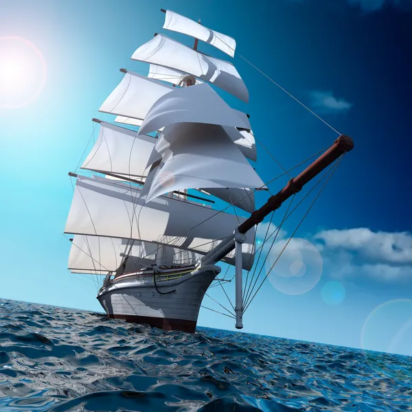 Segelschiff auf hoher See — Stockfoto