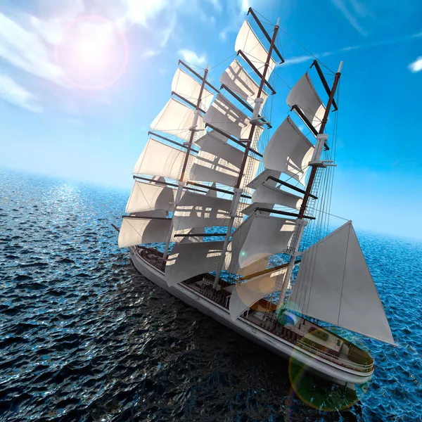 Segelfartyg till sjöss — Stockfoto