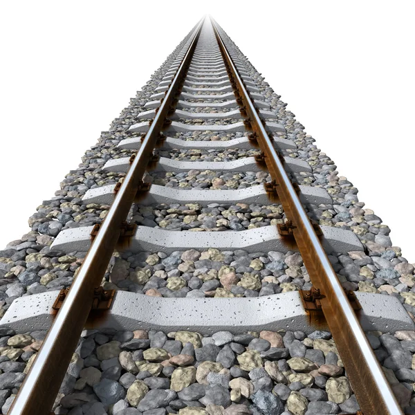 Rails linjer på betongslipers — Stockfoto
