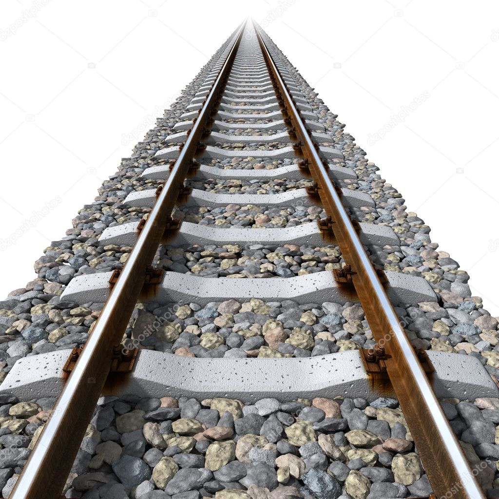 Rails lines on concrete sleepers