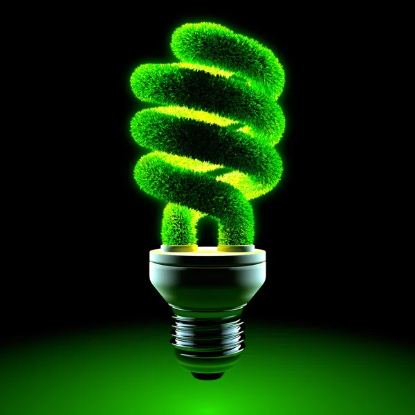 Grüne Energiesparlampe — Stockfoto
