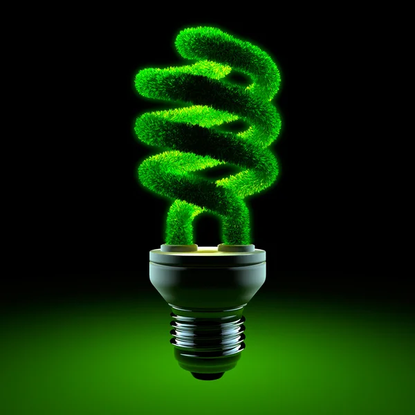 Зеленая энергосберегающая лампа — стоковое фото