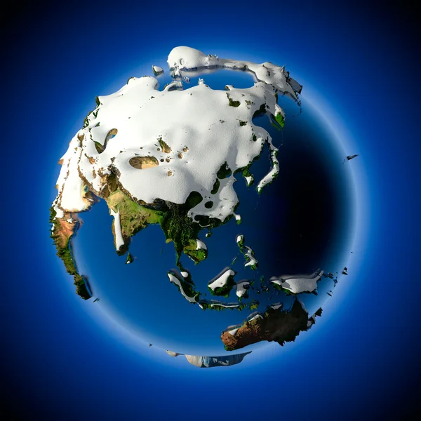 Dünya gezegeni tarafından kar sürüklenir kaplıdır — Stok fotoğraf