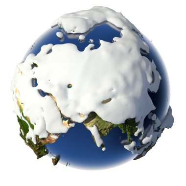 Planet Earth is covered by snow drifts clipart