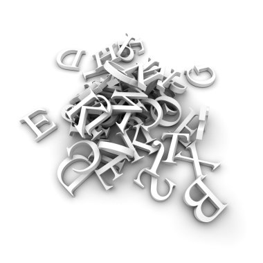 Alphabet letters poured in a heap clipart