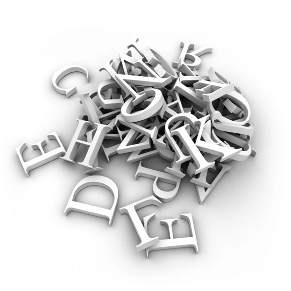 Letras do alfabeto derramadas em um montão — Fotografia de Stock
