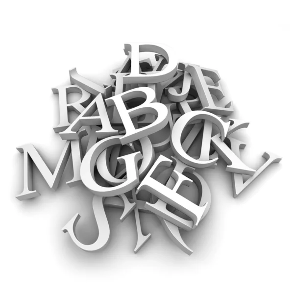 Letras do alfabeto derramadas em um montão — Fotografia de Stock