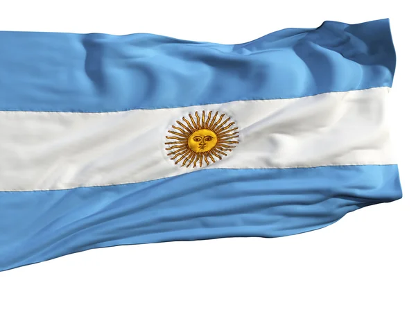 Флаг Аргентины Развевающийся Ветру Сшитая Кусочков Ткани Реалистичная Деталь Маячащая — стоковое фото