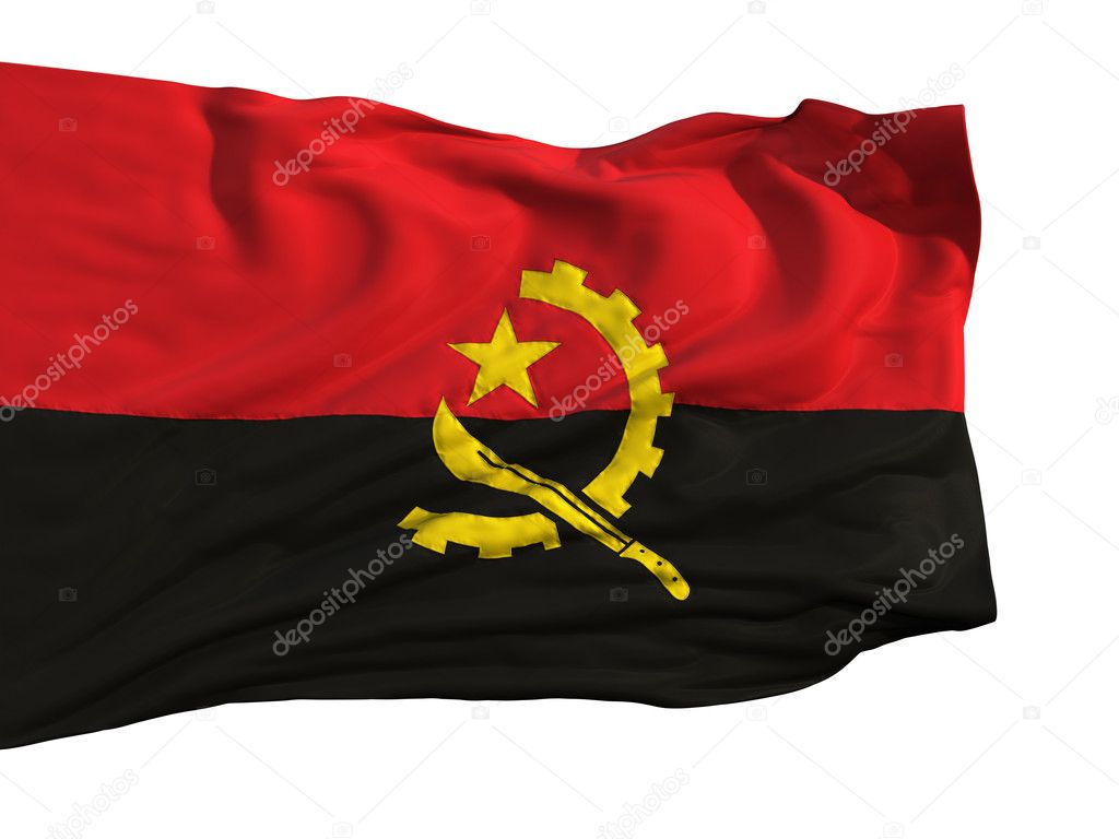 Flag of Angola, fluttering in the wind