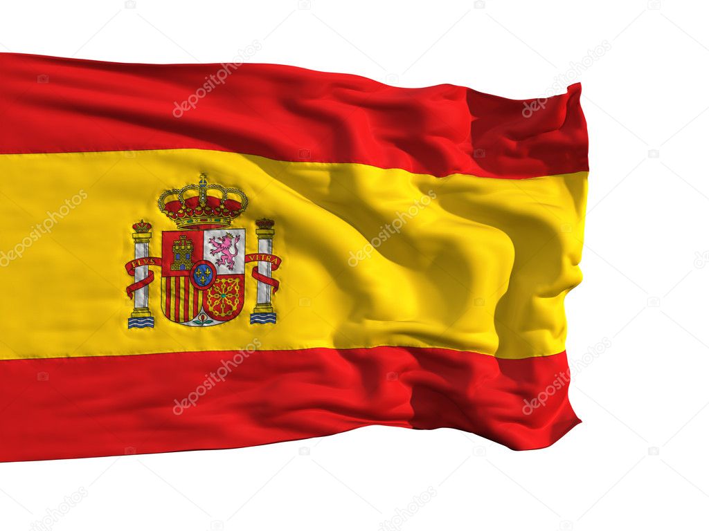 Flag of Spain, fluttering in the wind