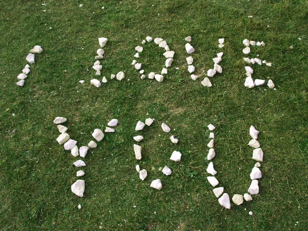 stock image I love you texture written with stones