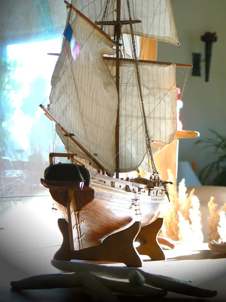 Houten schip model — Stockfoto