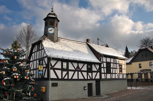 Rathaus und Weihnachtsbaum — Stockfoto