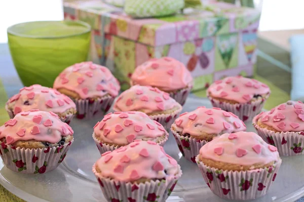Pink Heart Muffins — Stock Photo, Image