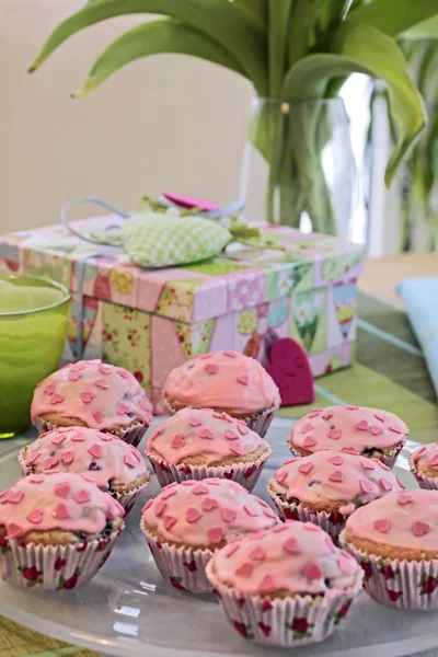 Muffin al cuore rosa — Foto Stock
