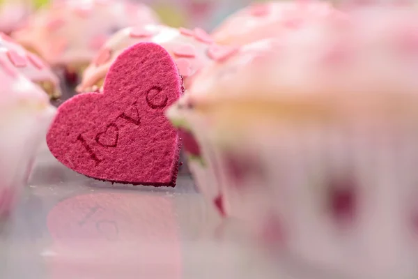 Roze hart muffins — Stockfoto