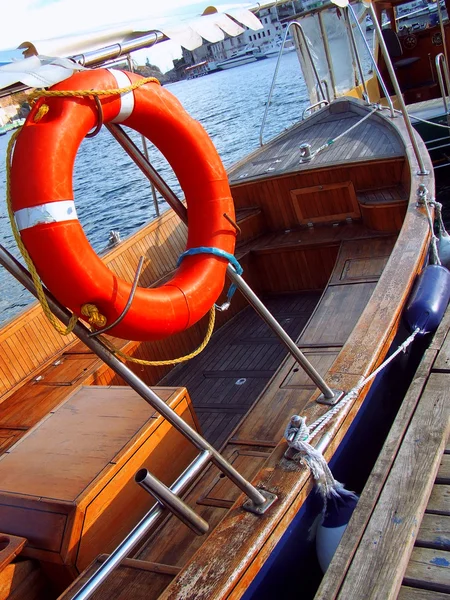 Lifebuoy in fishing boat
