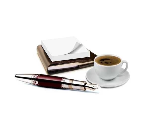 Дневник и кофе — стоковое фото