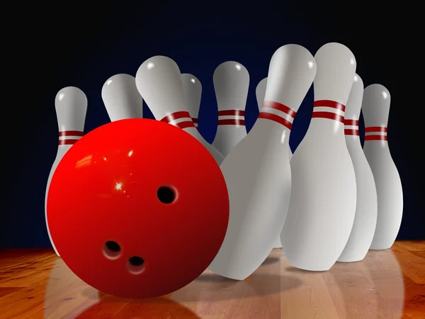 Bowling pin para baixo — Fotografia de Stock