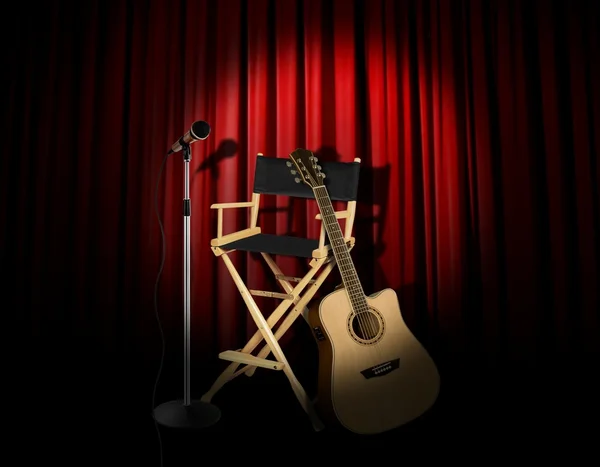 Akustisk gitarr prestanda på scenen — Stockfoto
