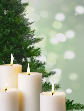 Candle light and christmas tree clipart