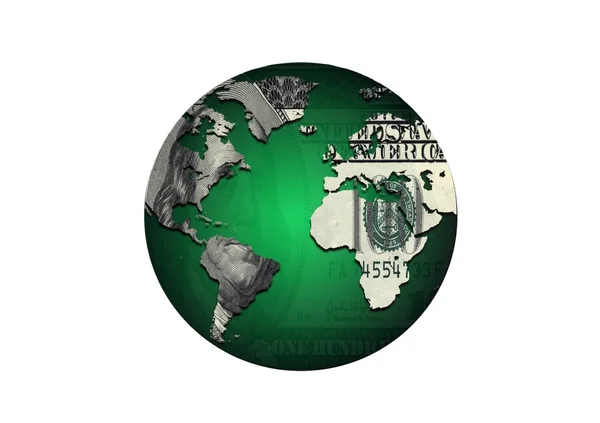 Money on the globe — Stock Photo, Image