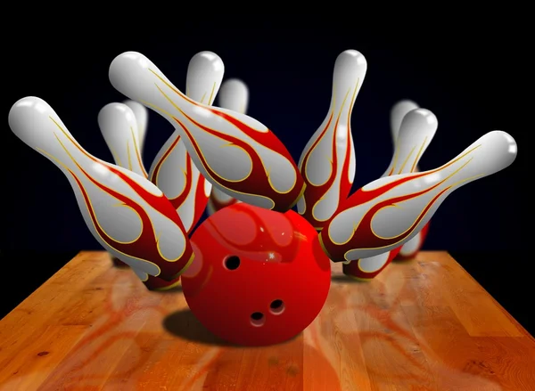 Bowling strike on pin — Stock Photo, Image