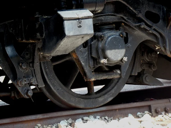 Locomotive wheel and rods — Stock Photo, Image