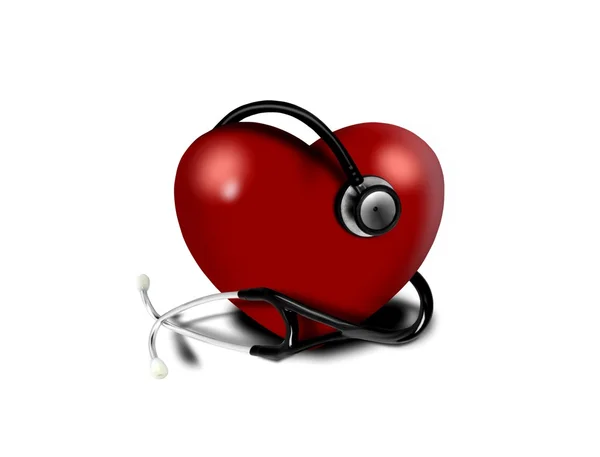 Serca i stetoskop — Zdjęcie stockowe