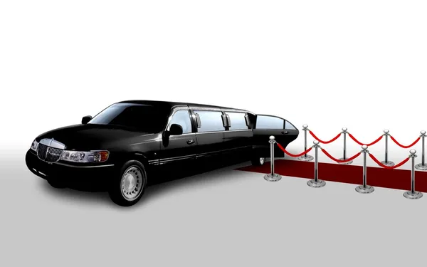 Limousine porte ouverte et tapis rouge — Photo