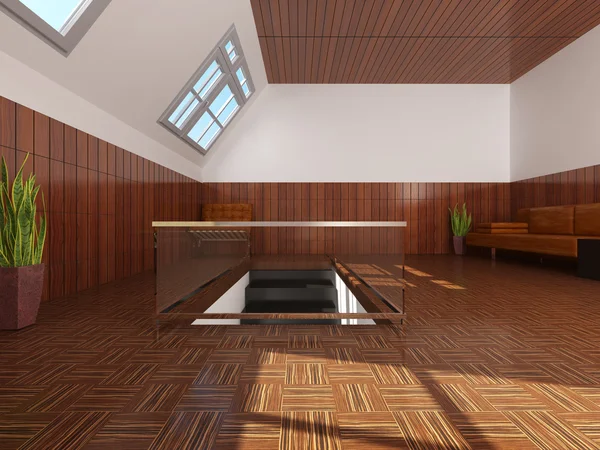 Modern Interieur Zolder Rendering — Stockfoto