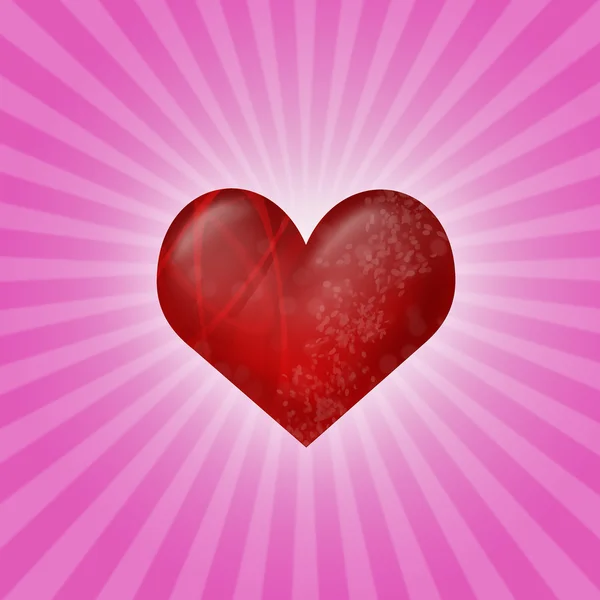 Red Decorated Heart Pink Background — Stock Photo, Image