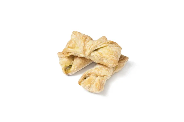 Izolat Trei Mici Croissante Proaspete Umbră — Fotografie, imagine de stoc
